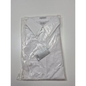 VTG Sero Dress Shirt Mens 17 36/37 White Oxford Easy Care Made USA Button Down